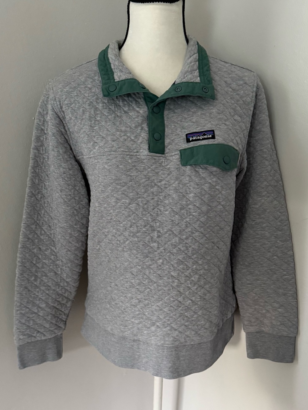 Patagonia Organic Cotton Quilt Snap-T Pullover Salt Grey Teal Women’s Medium